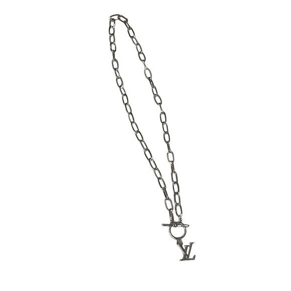 Stamped Silver Louis Vuitton Authentic Upcycled LV charm necklace - Picture 7 of 8